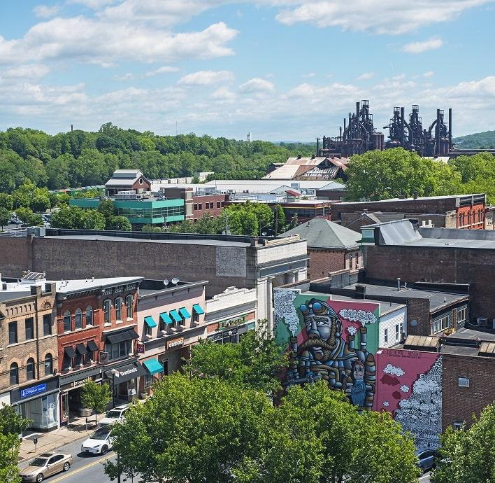 Aerial view of Bethlehem, Pennsylvania