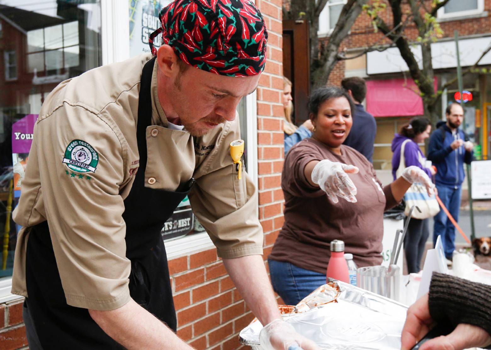 Chef preparing food at Chili Fest