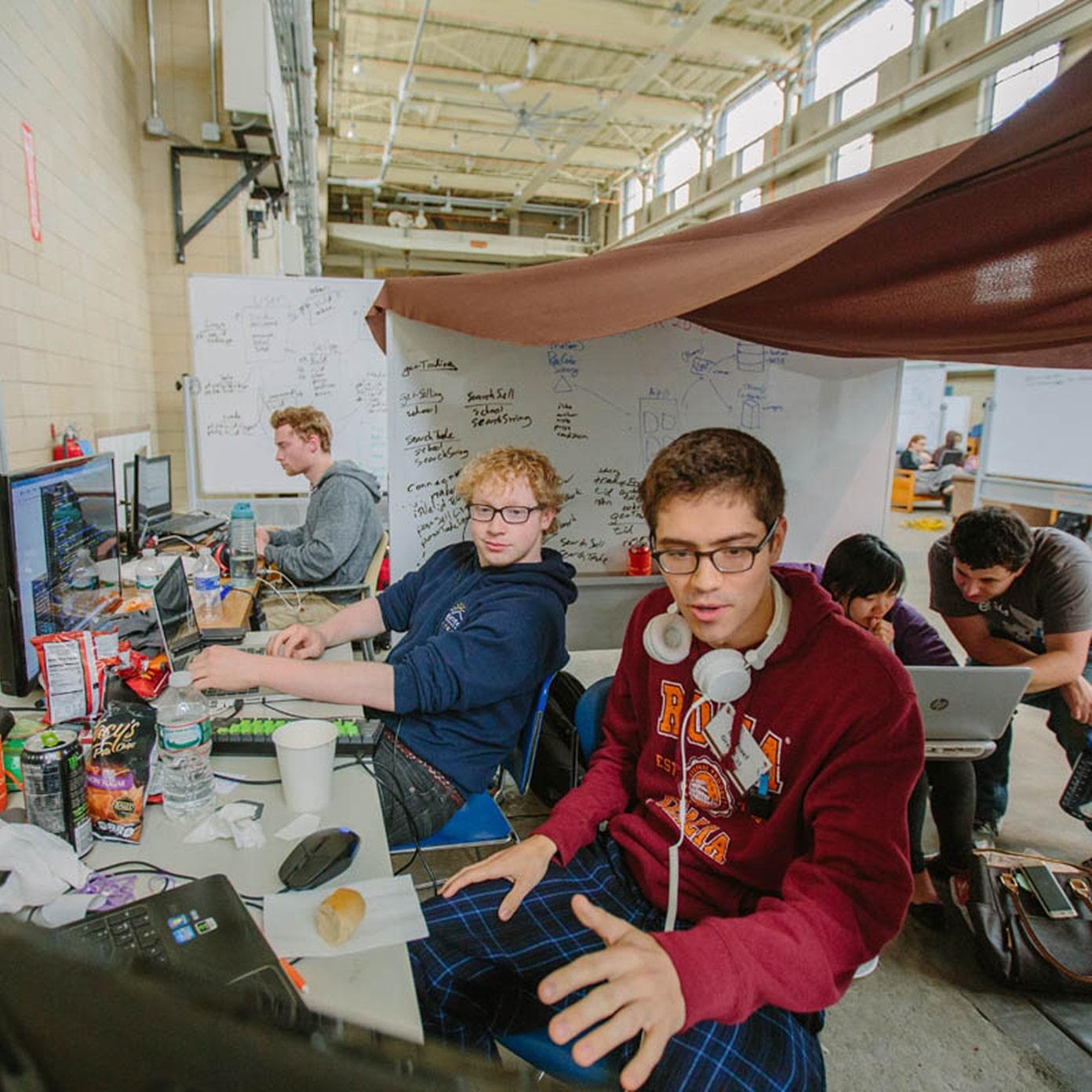 Student sitting at a computer