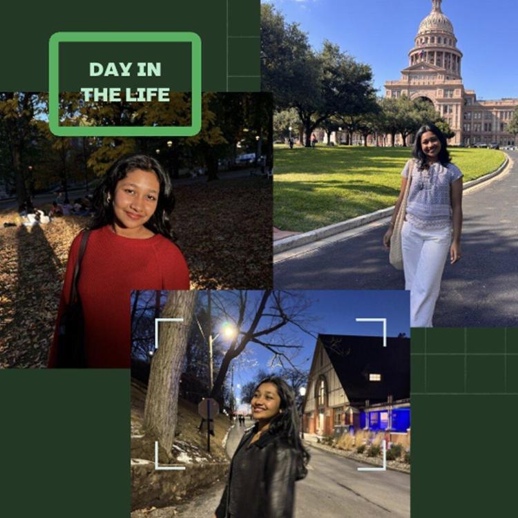 Collage of a woman in different locations