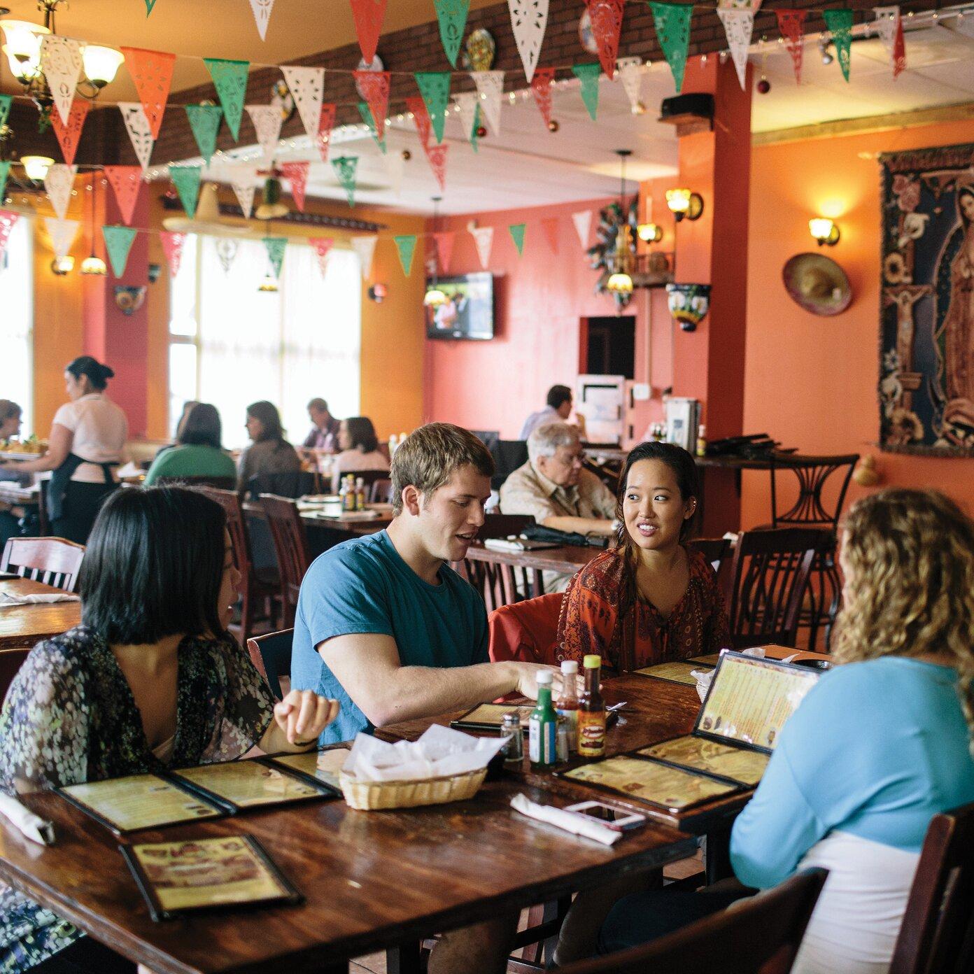 People seated in a restaurant