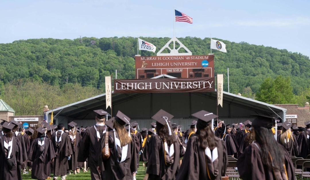 Students gather at Lehigh's Goodman Stadium for the 158th Commencement ceremony.