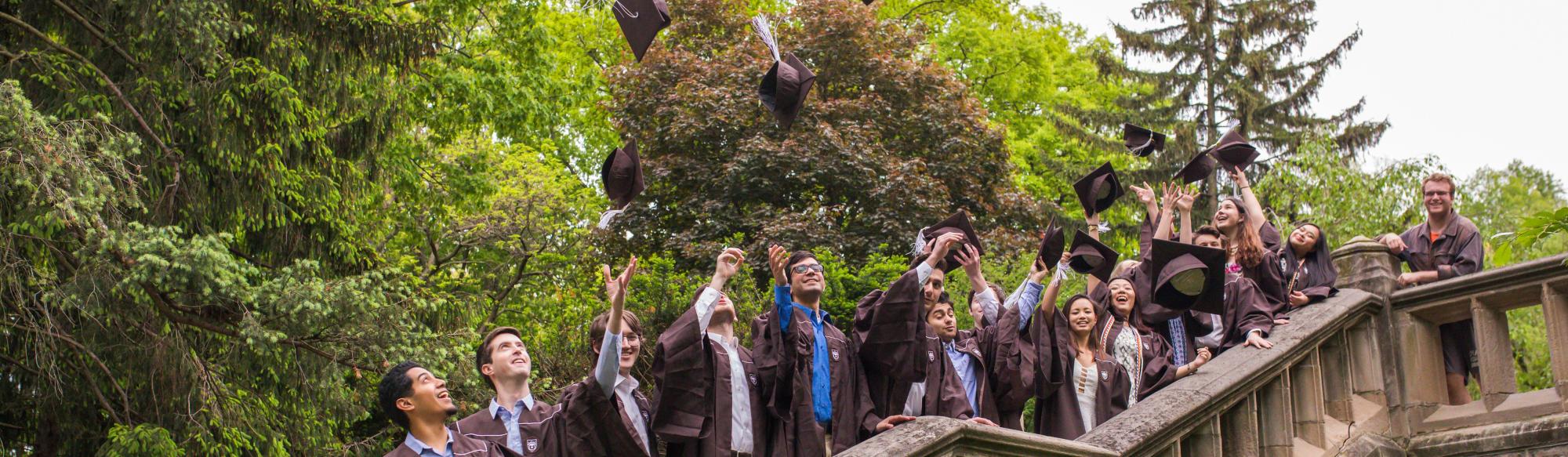 Students in their caps and gowns at Commencement