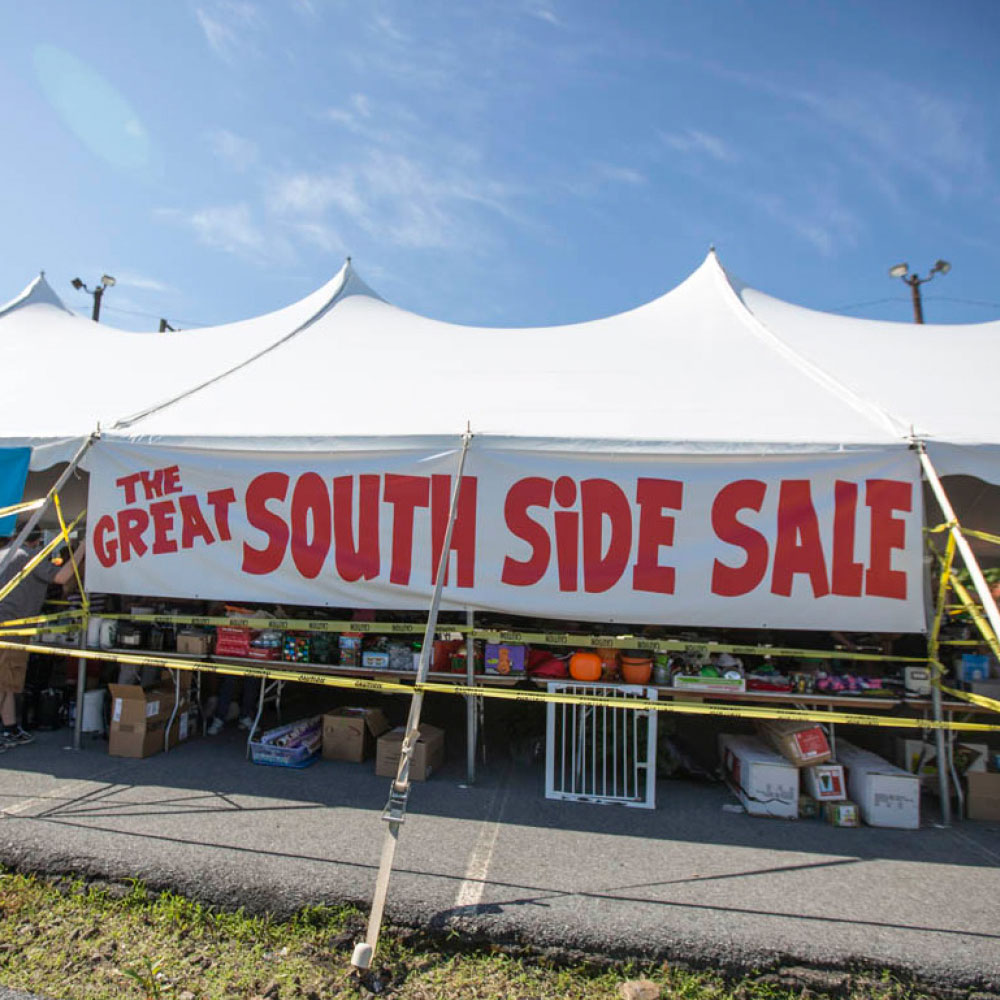A banner that says, "The Great South Side Sale"