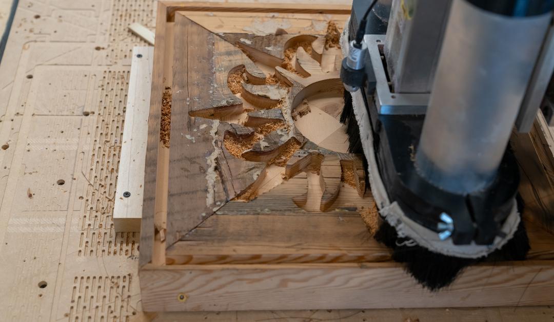 Machine carving wood tables