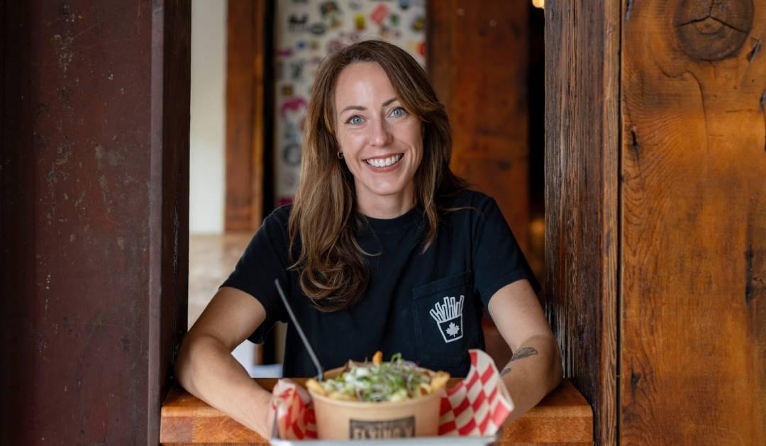 Woman with a tray of food