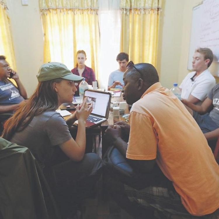 Students seated at a table