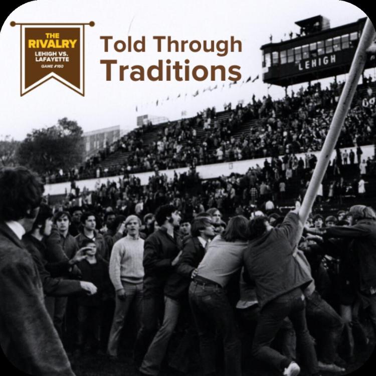 Older photo of goalposts and a football stadium