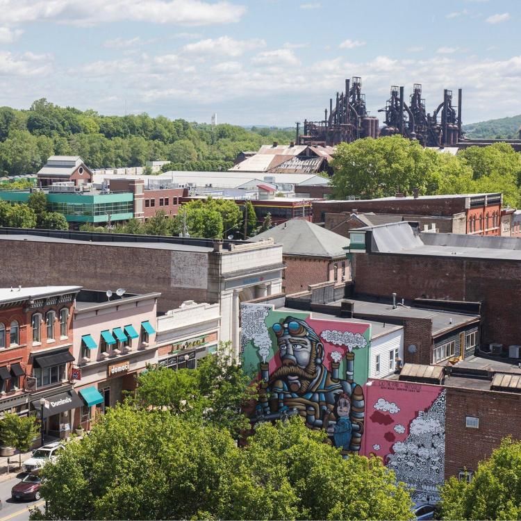 Aerial photo of a neighborhood in Bethlehem, PA