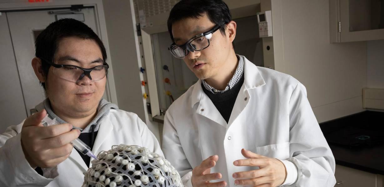 Two students working on a project