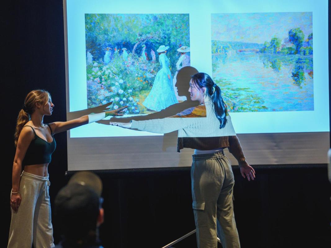 Two students giving a presentation